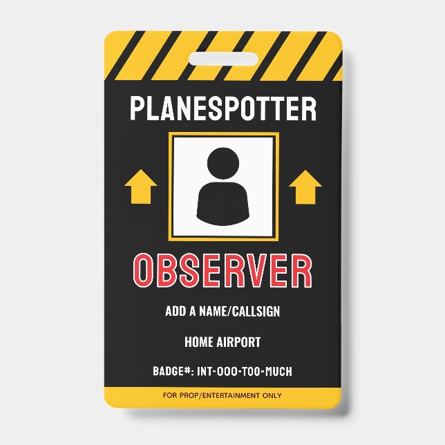 Lustiger Planespotter-Abzeichen Ausweis (Vorderseite)