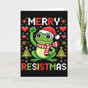 Lustiger politischer Weihnachtsfrosch Merry Resist Karte