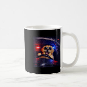 Lustiger Polizeigolden Retriever fährt Auto Hund M Kaffeetasse