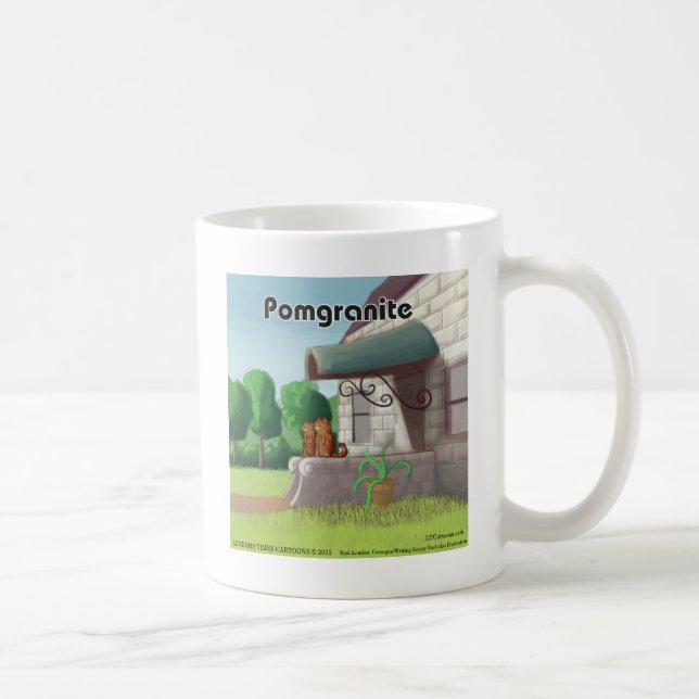 Lustiger Pomeranian auf Granit (Pomegranit) Kaffeetasse (Rechts)