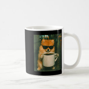Lustiger Pomeranian trinkt Kaffee Meme Retro Urban Kaffeetasse