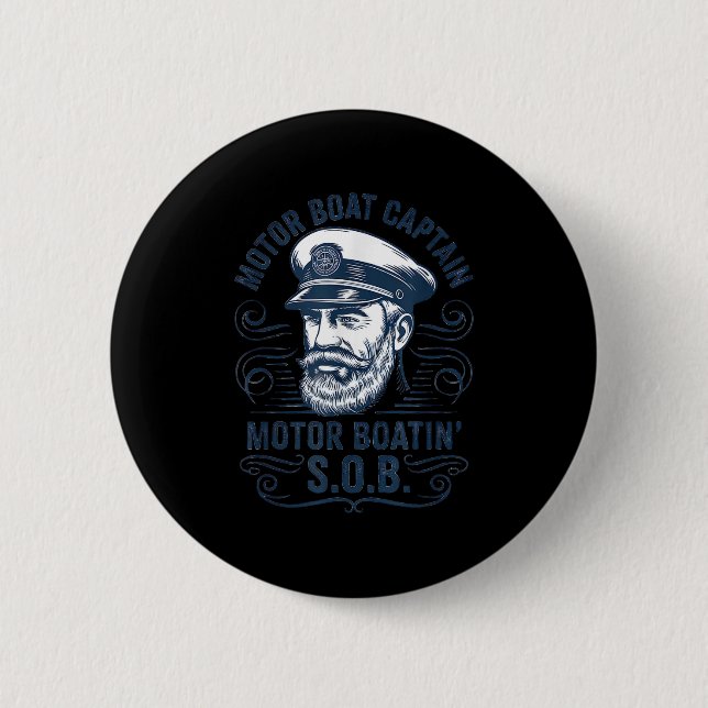 Lustiger Pontoonboot-Kapitän Dad Motorboot-Kapitän Button (Vorderseite)
