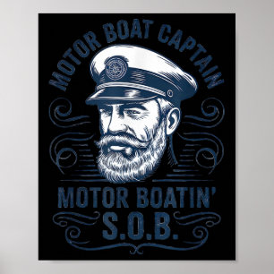 Lustiger Pontoonboot-Kapitän Dad Motorboot-Kapitän Poster