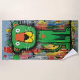 Lustiger Pop-Art-Löwe Cartoon Strandtuch