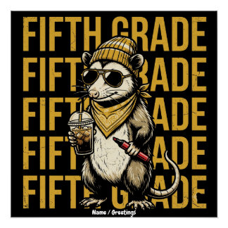 Lustiger Possum der 5. Klasse Retro-Grunge-Kunst-D Poster