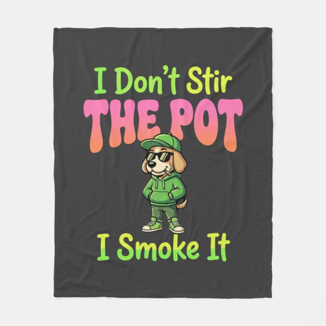 Lustiger Pot-Rauchender Hund Stoner Fleecedecke (Vorderseite)