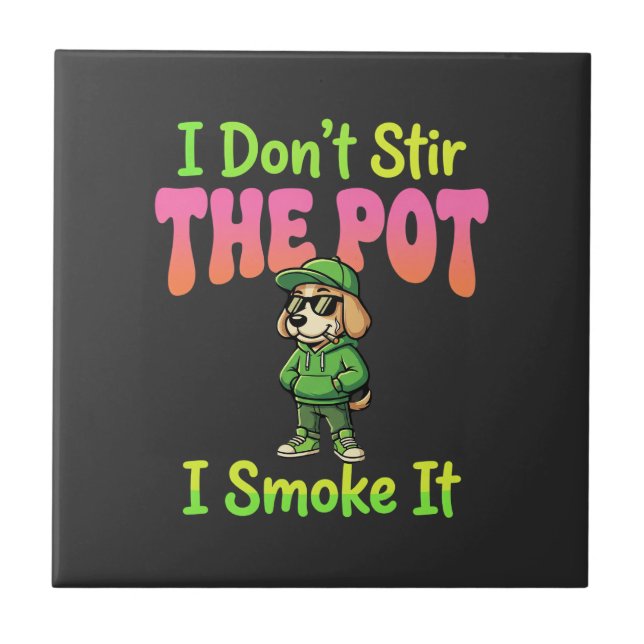 Lustiger Pot-Rauchender Hund Stoner Fliese (Vorderseite)