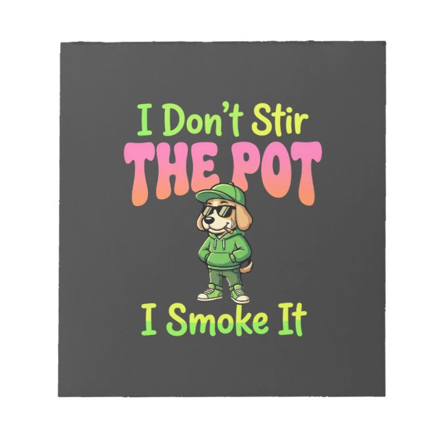 Lustiger Pot-Rauchender Hund Stoner Notizblock (Vorderseite)