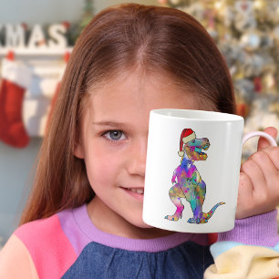 Lustiger psychedelischer Tyrannosaurus Rex Weihnac Kaffeetasse