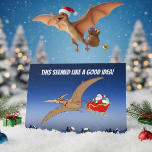 Lustiger Pterodactylus Weihnachtsmann Weihnachtsab Karte
