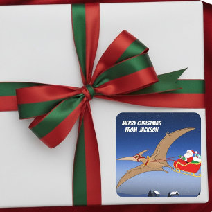 Lustiger Pterodactylus Weihnachtsmann Weihnachtsab Quadratischer Aufkleber