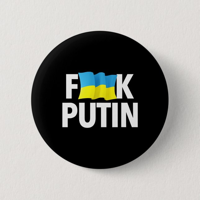 Lustiger Puck Futin - Ukrainische Flagge  Button (Vorderseite)