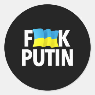 Lustiger Puck Futin - Ukrainische Flagge Runder Aufkleber