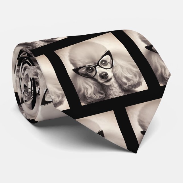 Lustiger Pudel mit Brille Nerd-Halstuch Krawatte (Gerollt)
