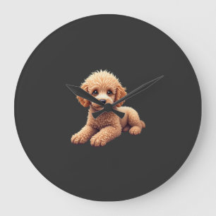 Lustiger Pudel Tierliebhaber Hunde Grafik Süßer Hu Große Wanduhr