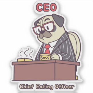 Lustiger Pug-Chef - Chief Eating Officer Bürohumor Aufkleber
