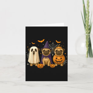 Lustiger Pug-Geist-Hexe-Kürbis-Halloween-Kostüm Karte