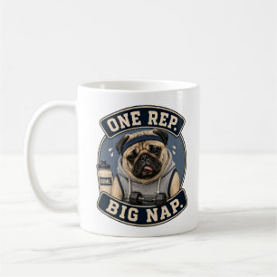 Lustiger Pug-Gym-Becher Eine Wiederholung, große Kaffeetasse