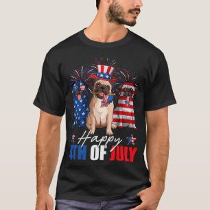 Lustiger Pug-Hund-Fan USA-Flagge Unabhängigkeitsta T-Shirt