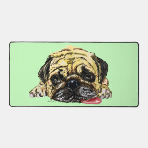 Lustiger Pug-Hund mit benutzerdefinierten Farben Schreibtischunterlage