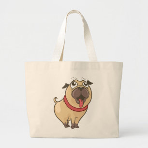 Lustiger Pug-Mama-Süßer Welpe-Hund-Vater-Cartoon-H Jumbo Stoffbeutel