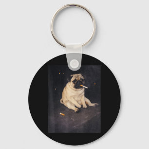 Lustiger Pug raucht Meme-Zigarette Hund Meme Straß Schlüsselanhänger