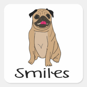 Lustiger Pug Süßer Welpe Hund Mama Hallo Liebe Quadratischer Aufkleber