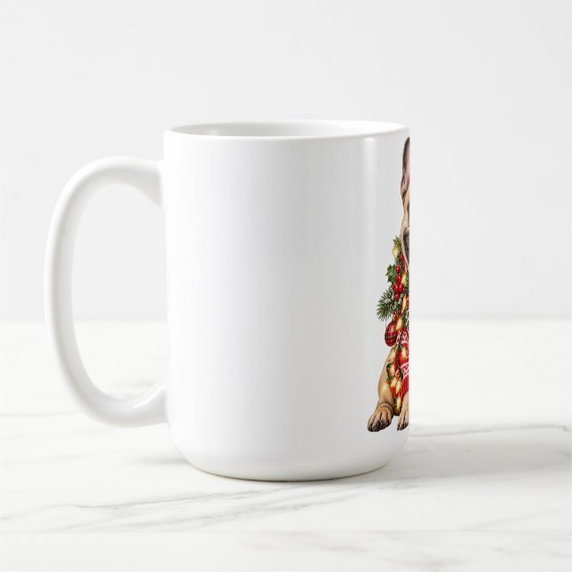 Lustiger Pug-Weihnachtspullover-Mug Kaffeetasse (Links)