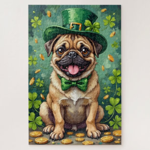 Lustiger Pug zum St. Patrick's Day Glückshund