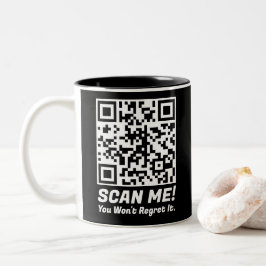 Lustiger QR-Scan mich! Lustiger Bedauern-Witz Zweifarbige Tasse