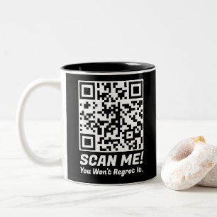 Lustiger QR-Scan mich! Lustiger Bedauern-Witz Zweifarbige Tasse