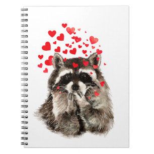 Lustiger Raccoon-durchbrennenkuss-Liebe-Herzen Notizblock