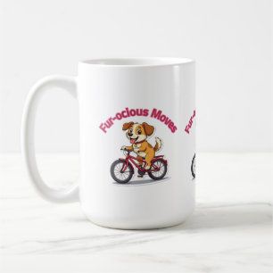 **Lustiger Radfahrer-Hund – Süßer Hund fährt Fahrr Kaffeetasse