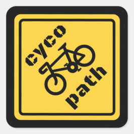 Lustiger Radwegweiser für Radfahrer-Fans Quadratischer Aufkleber