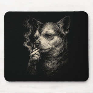 Lustiger rauchender Hund Meme Chihuahua Für Männer Mousepad
