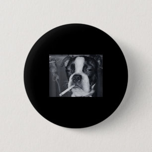 Lustiger rauchender Hund Meme Zigarette Gen Z Meme Button
