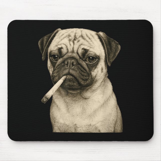Lustiger rauchender Mops-Hund raucht Zigarette Gen Mousepad (Vorne)