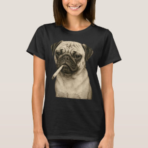Lustiger rauchender Mops-Hund raucht Zigarette Gen T-Shirt