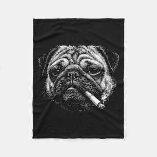 Lustiger rauchender Mops Zigaretten-Meme rauchiger Fleecedecke