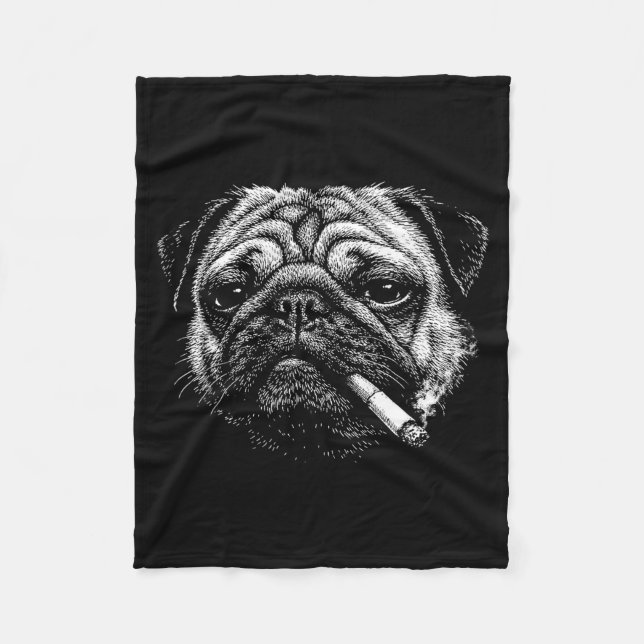 Lustiger rauchender Mops Zigaretten-Meme rauchiger Fleecedecke (Vorderseite)