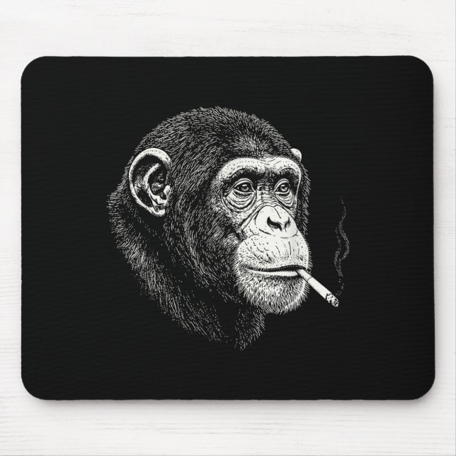 Lustiger rauchender Schimpanse _ y2k Affe Meme vin Mousepad (Vorne)