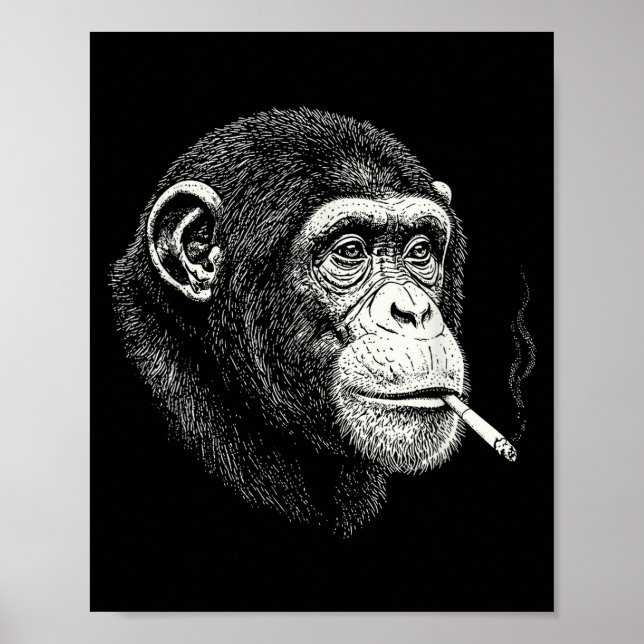 Lustiger rauchender Schimpanse _ y2k Affe Meme vin Poster (Vorne)