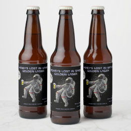 Lustiger Raumfahrer Astronaut Verlieren im Weltrau Bierflaschenetikett