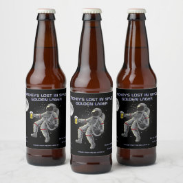 Lustiger Raumfahrer Astronaut Verlieren im Weltrau Bierflaschenetikett