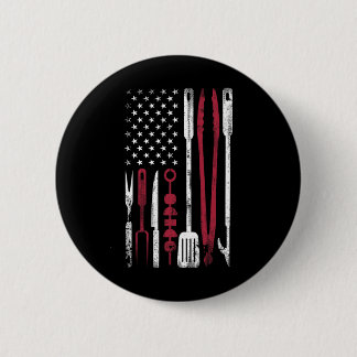 Lustiger Rbecue-Rauch US-Flagge 4. Juli BBQ-Tools Button