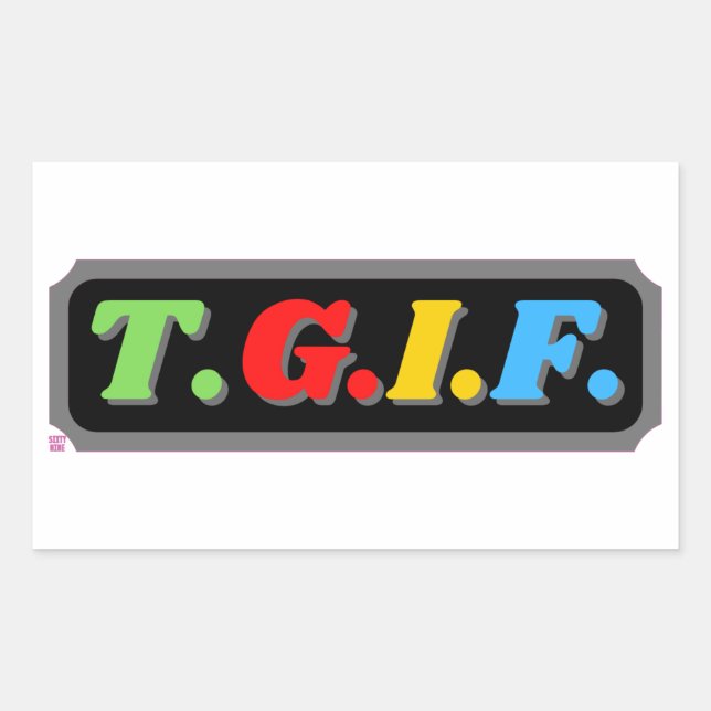 lustiger rechteckiger Aufkleber "TGIF" (Vorderseite)
