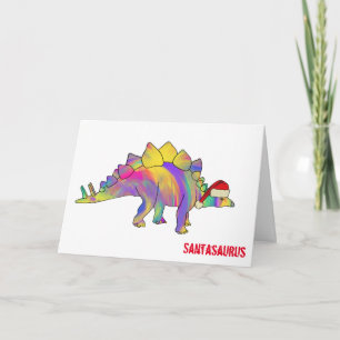 Lustiger Regenbogen Stegosaurus Weihnachtsmann Chr Karte