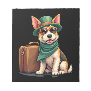 Lustiger reisender Hund mit Tasche Grafik für Koff Notizblock
