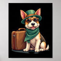 Lustiger reisender Hund mit Tasche Grafik für Koff