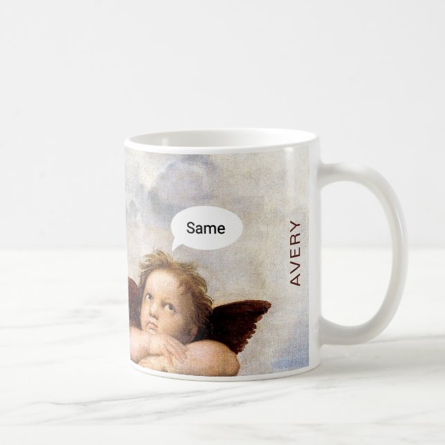 Lustiger Renaissance-Engel-Becher – Personalisiert Kaffeetasse (Rechts)